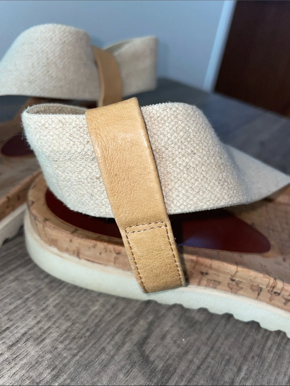 Boho Cork & Woven Strappy Sandals| Size 7.5| Casual Summer Flats - Picture 5 of 7